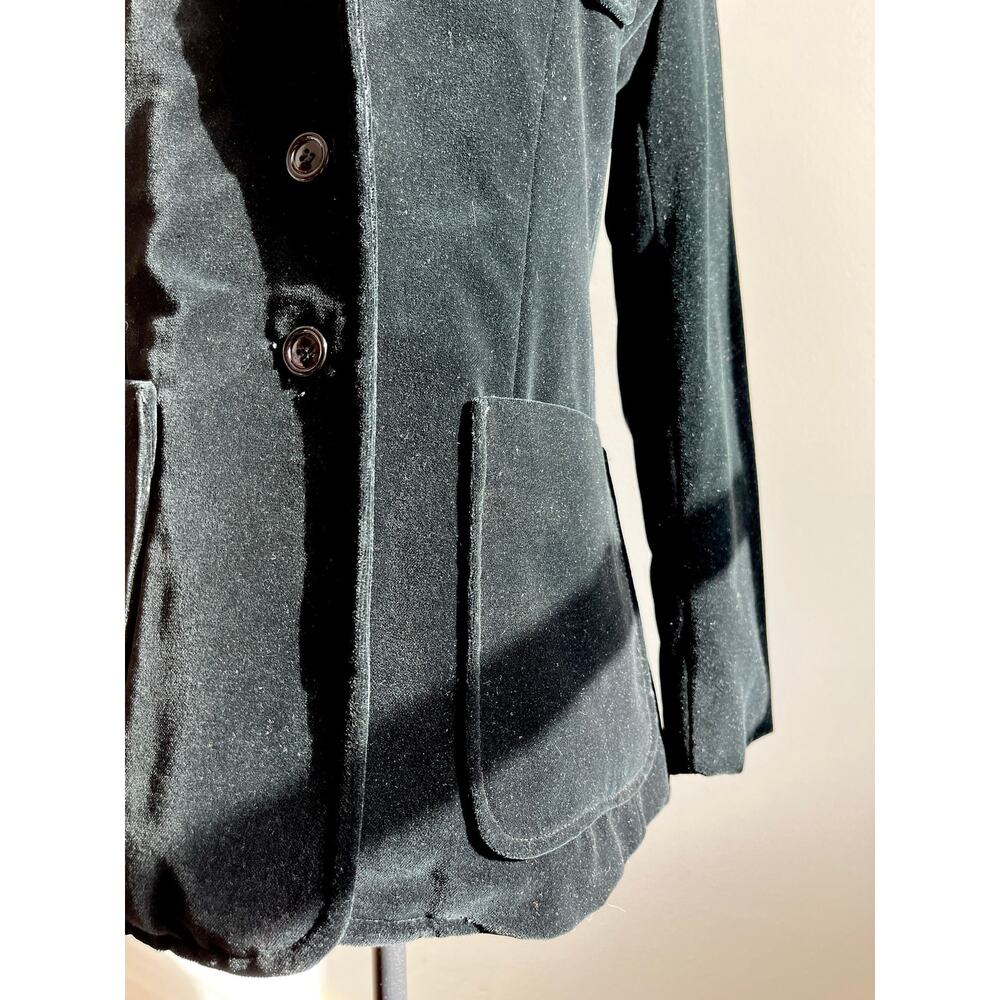 Vintage 70s Velvet Blazer | Black Double Breasted Tailored Smoking Jacket | S - Picture 4 of 9
